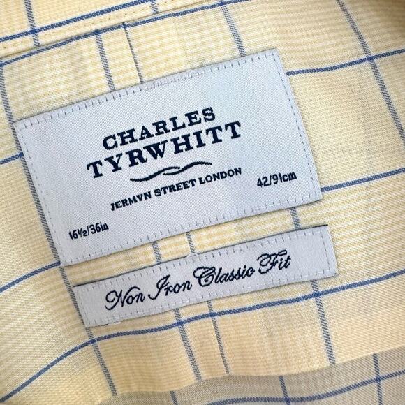 Charles Tyrwhitt Shirt Mens 18/38 Yellow Non Iron Classic Fit Button Down 2XL - Picture 4 of 7